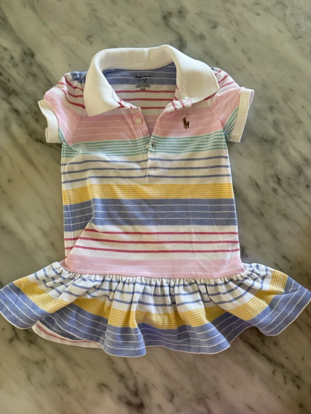 Ralph Lauren Pastel Stripe Polo Dress with Bloomers 12mo